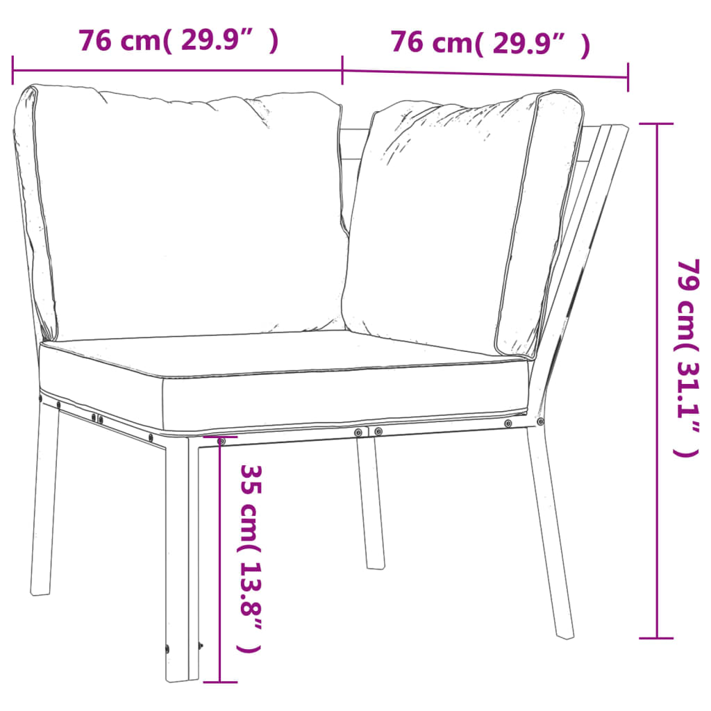 6-tlg. Garten-Lounge-Set mit Grauen Kissen Stahl