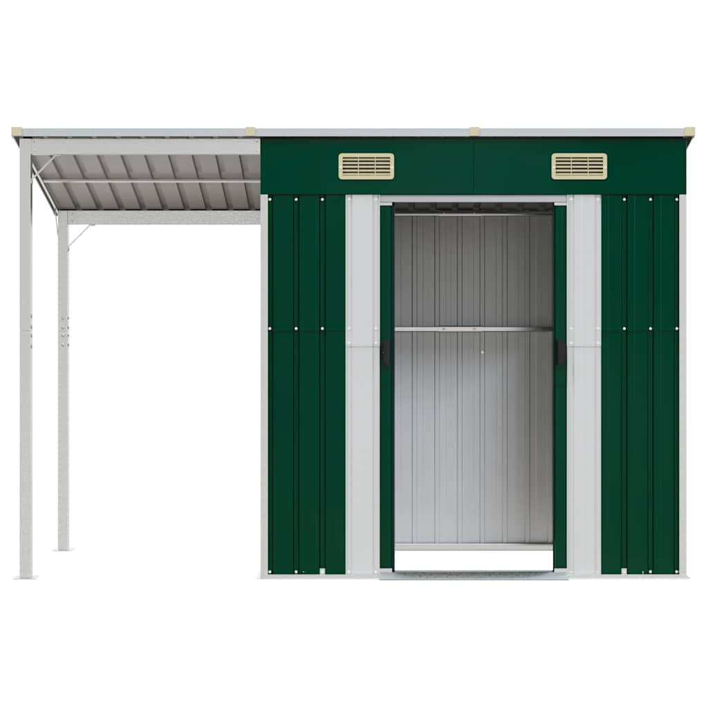 Gartenhaus mit Schleppdach Grün 277x107x181 cm Stahl