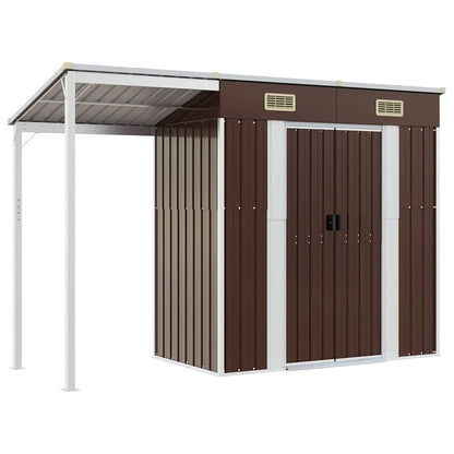 Gartenhaus mit Schleppdach Braun 277x107x181 cm Stahl
