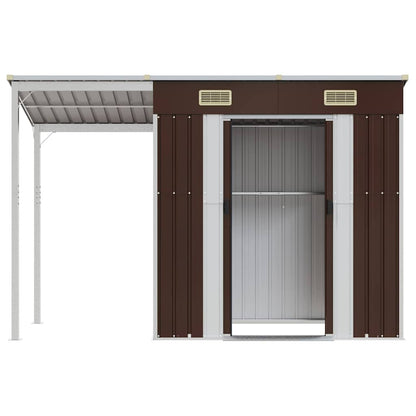 Gartenhaus mit Schleppdach Braun 277x107x181 cm Stahl