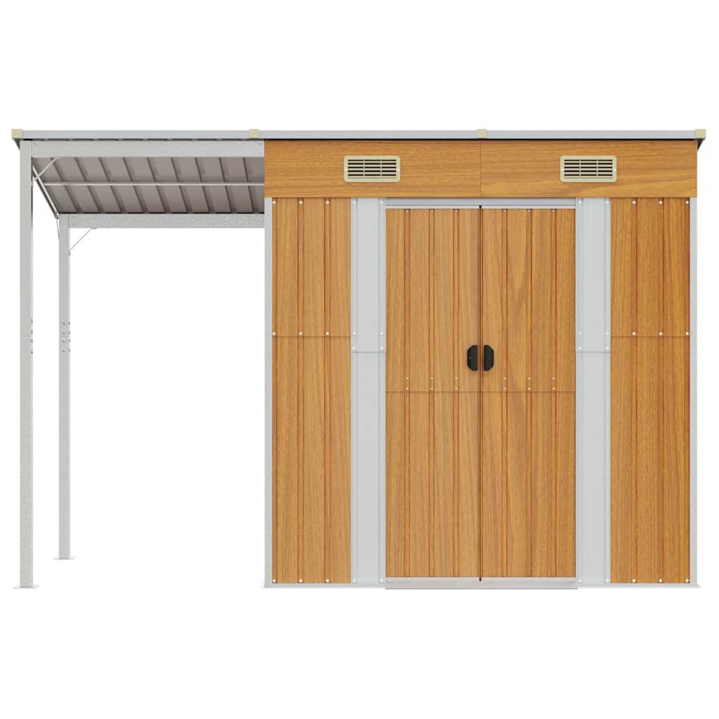 Gartenhaus mit Schleppdach Hellbraun 277x107x181 cm Stahl