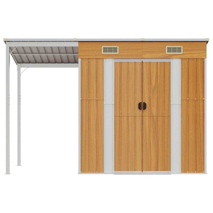 Gartenhaus mit Schleppdach Hellbraun 277x107x181 cm Stahl