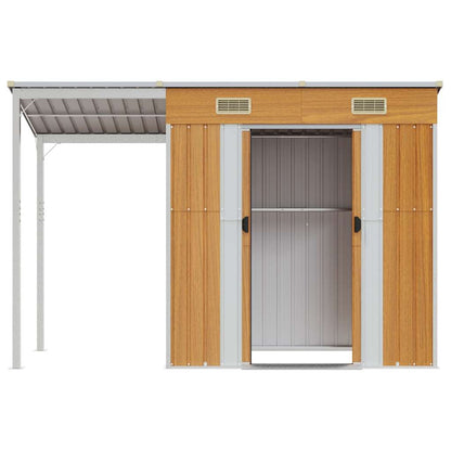 Gartenhaus mit Schleppdach Hellbraun 277x107x181 cm Stahl