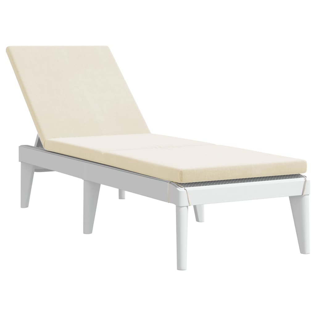 Bain de soleil avec coussin blanc 186x60x29 cm PP