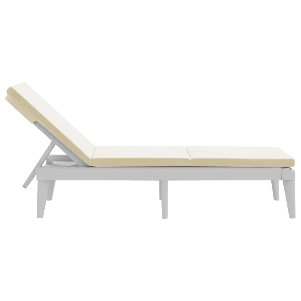 Bain de soleil avec coussin blanc 186x60x29 cm PP