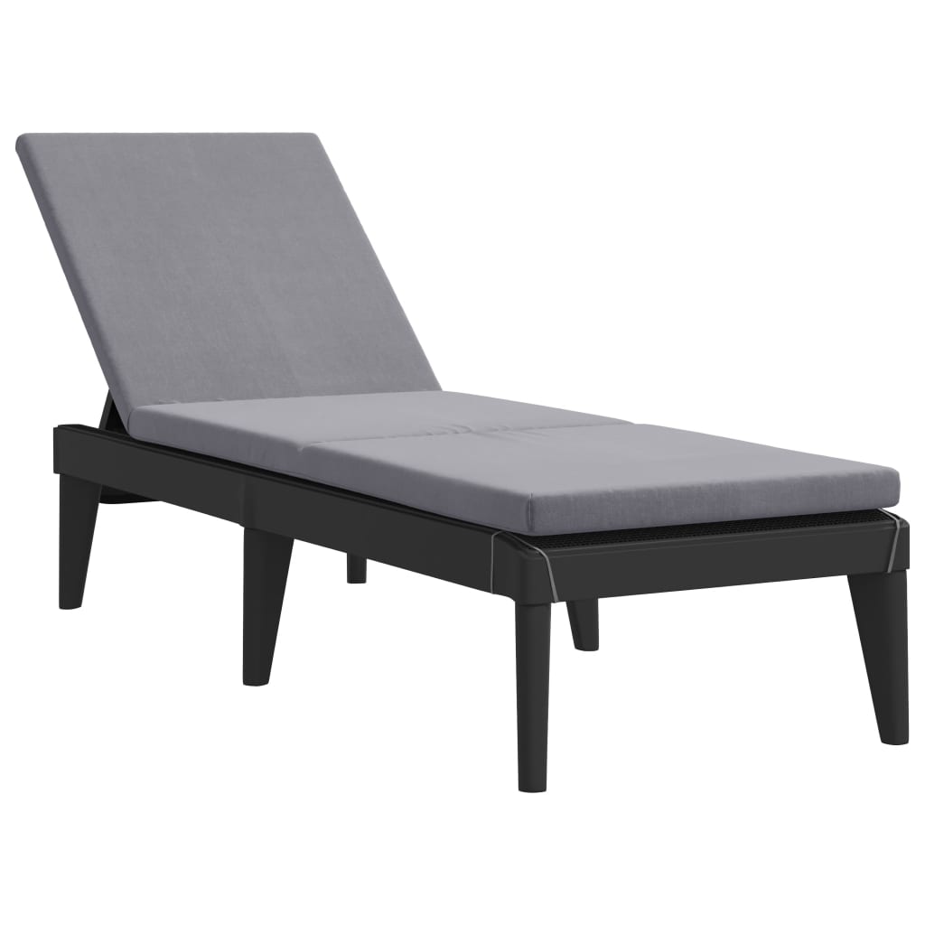 Bain de soleil avec coussin anthracite 186x60x29 cm PP