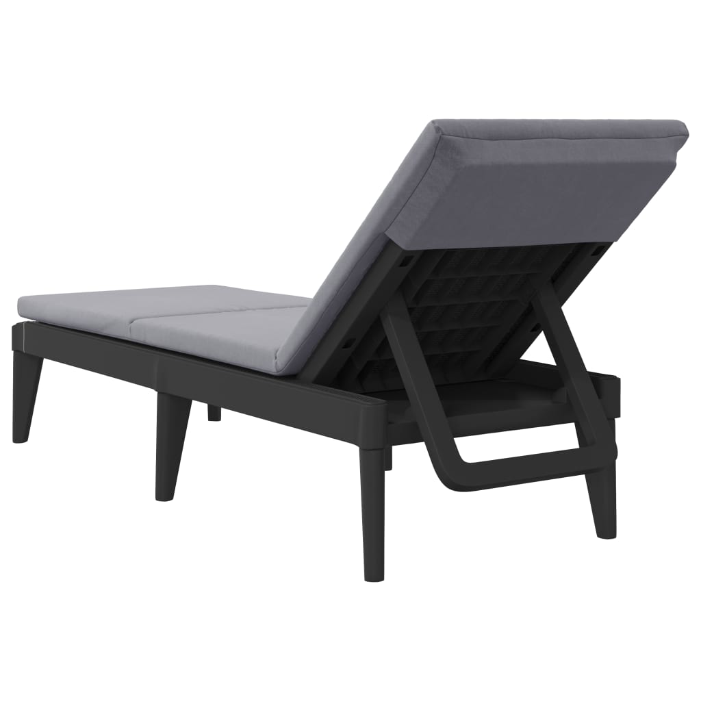 Bain de soleil avec coussin anthracite 186x60x29 cm PP