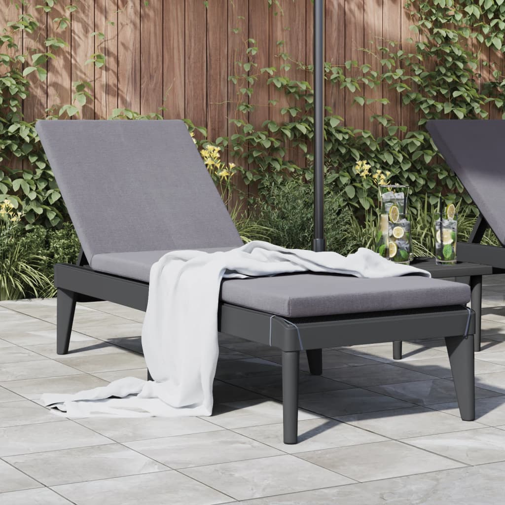 Bain de soleil avec coussin anthracite 186x60x29 cm PP