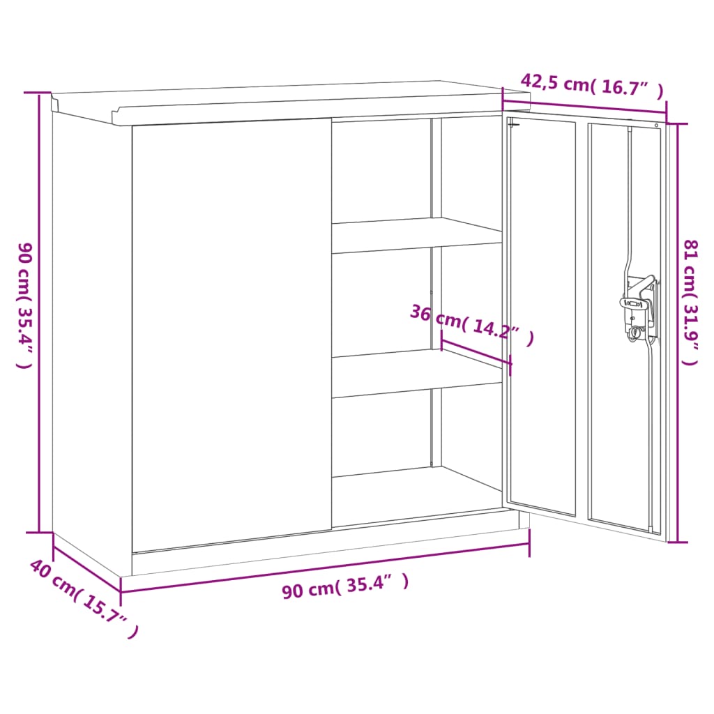 Aktenschrank Weiß 90x40x90 cm Stahl