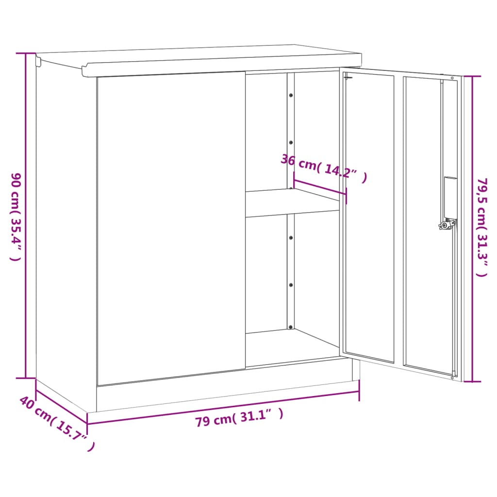 Aktenschrank Anthrazit 79x40x90 cm Stahl