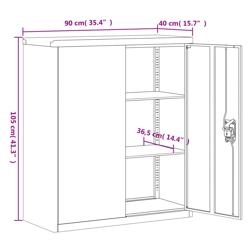 Aktenschrank Weiß 90x40x105 cm Stahl