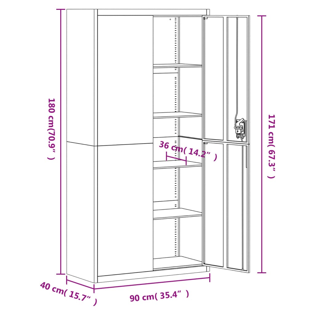 Aktenschrank Weiß 90x40x180 cm Stahl