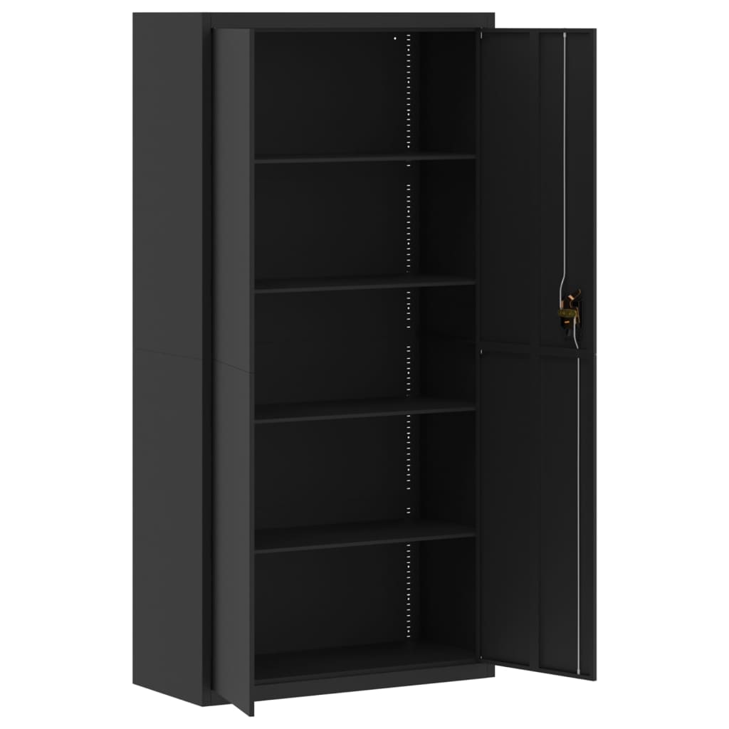 Aktenschrank Schwarz 90x40x180 cm Stahl