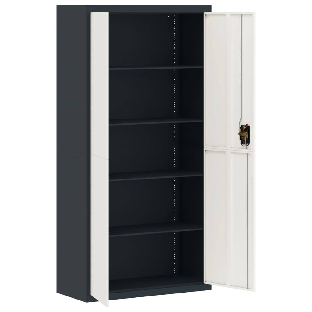 Aktenschrank Anthrazit und Weiß 90x40x180 cm Stahl