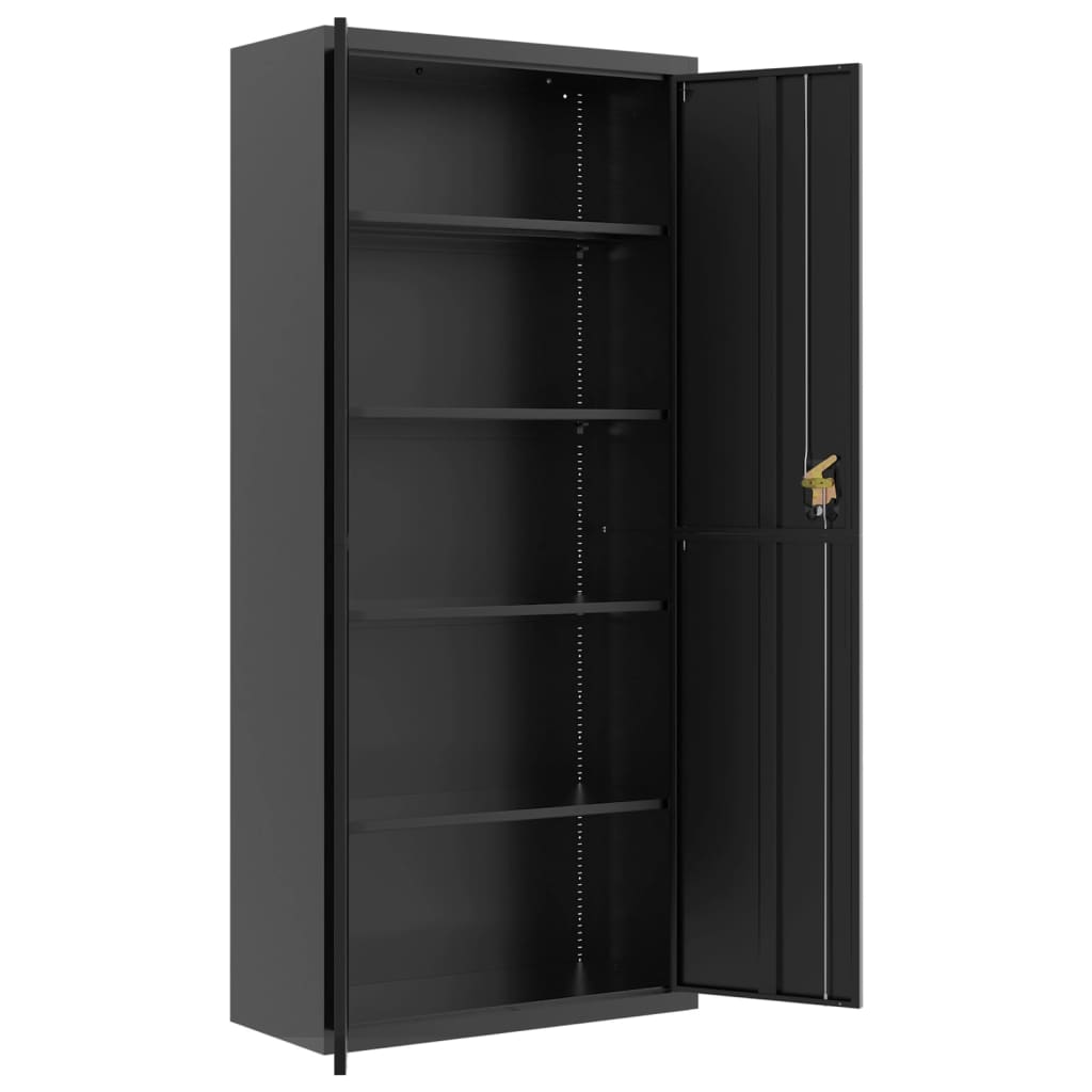 Aktenschrank Schwarz 90x40x200 cm Stahl