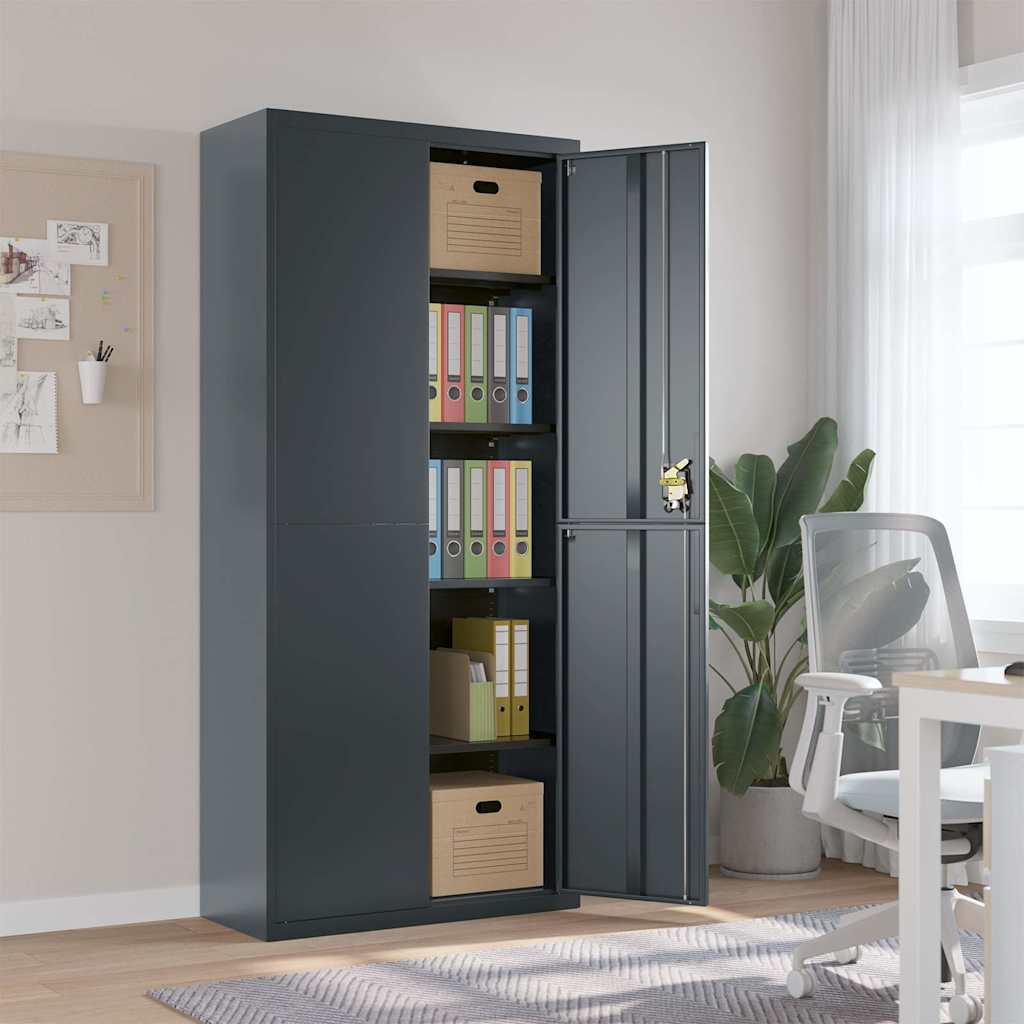 Aktenschrank Anthrazit 90x40x200 cm Stahl