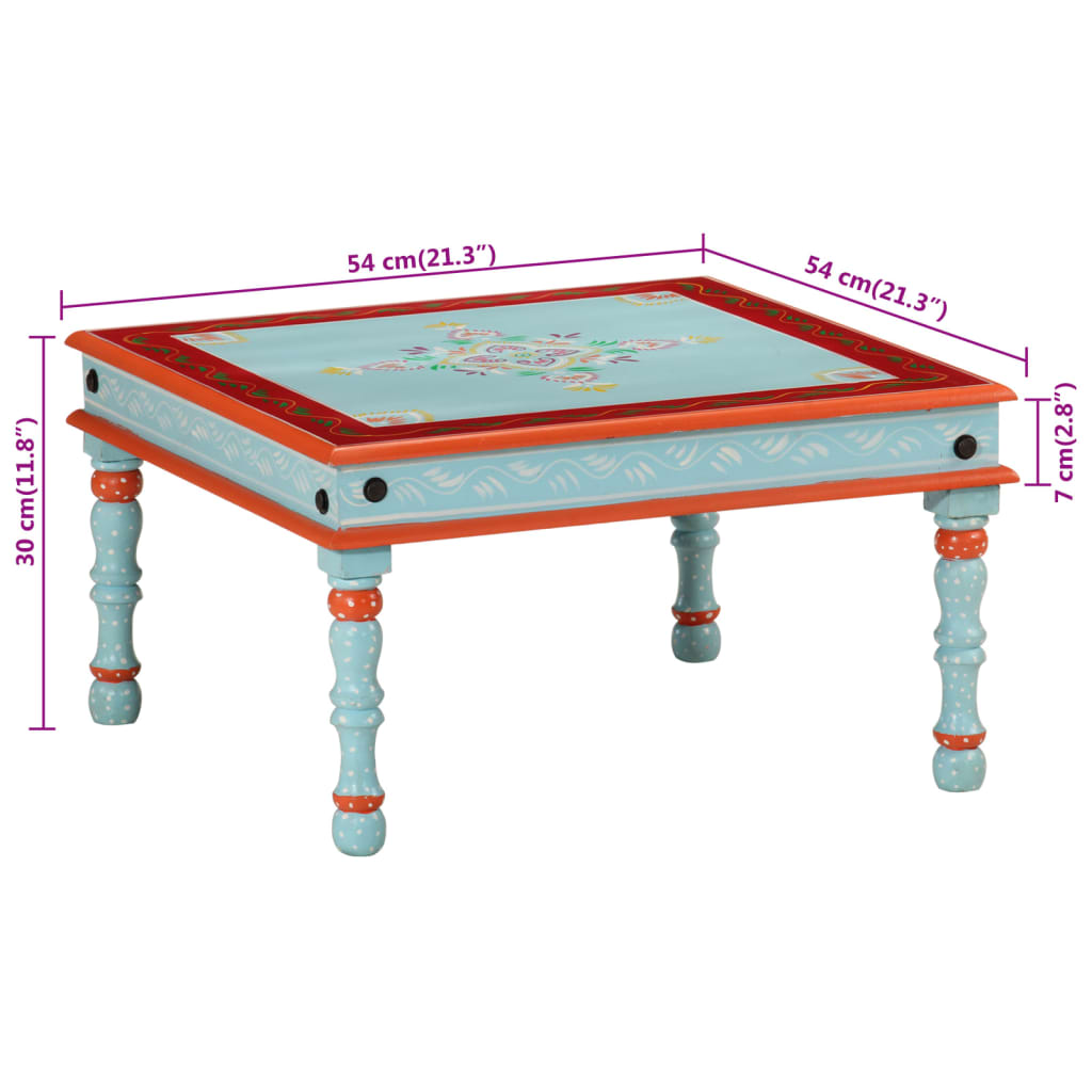Couchtisch Blau Handbemalt Massivholz Mango