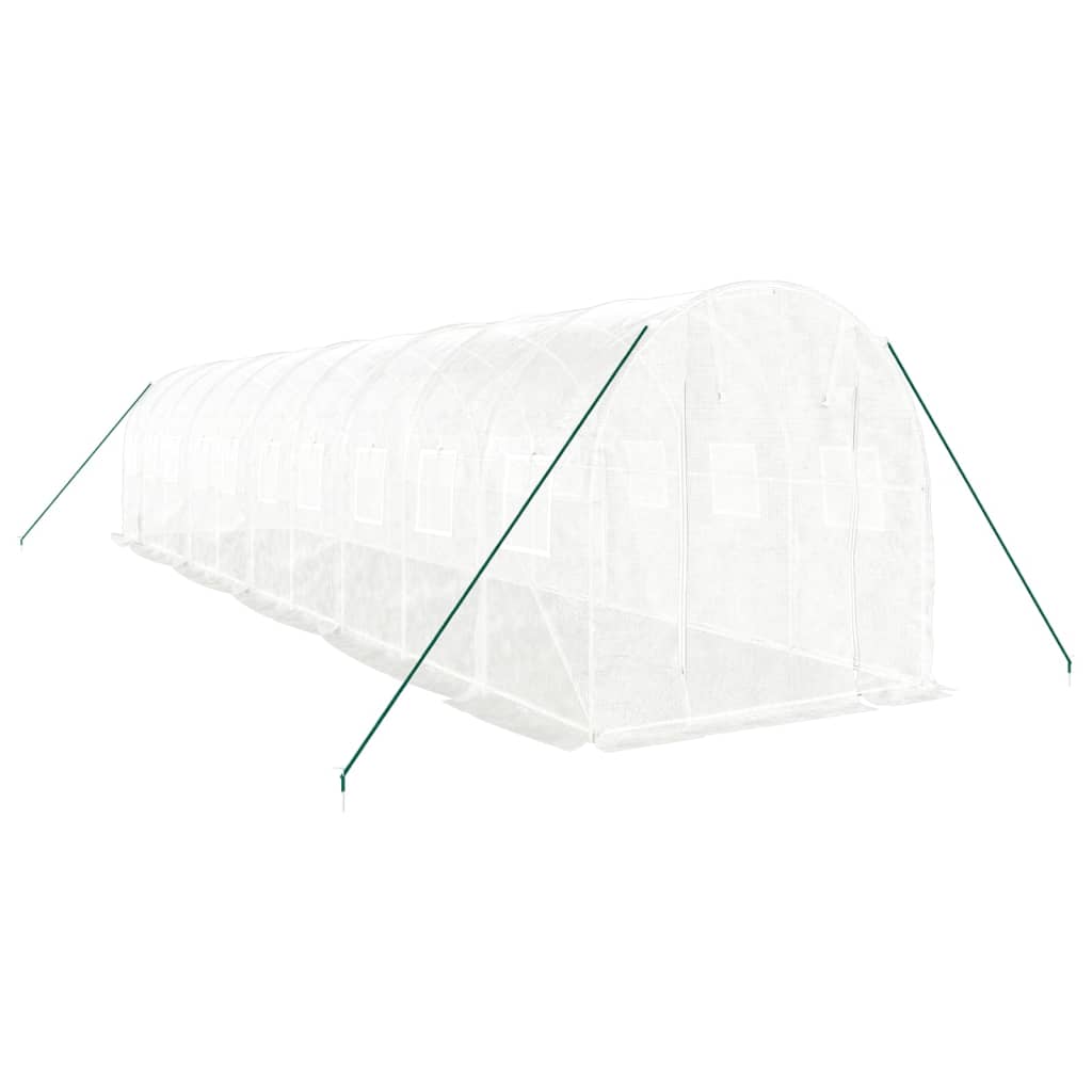 Gewächshaus mit Stahlrahmen Weiß 20 m² 10x2x2 m