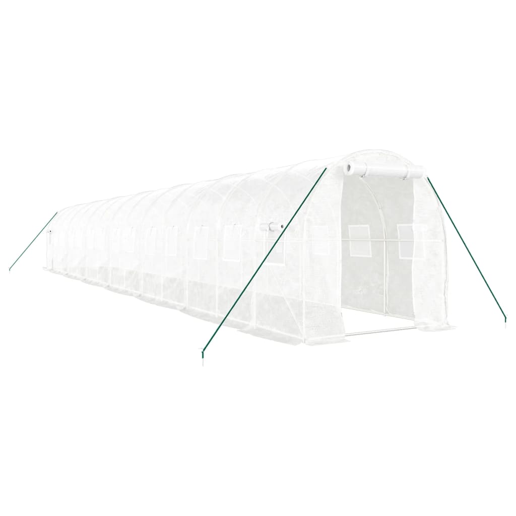 Gewächshaus mit Stahlrahmen Weiß 28 m² 14x2x2 m