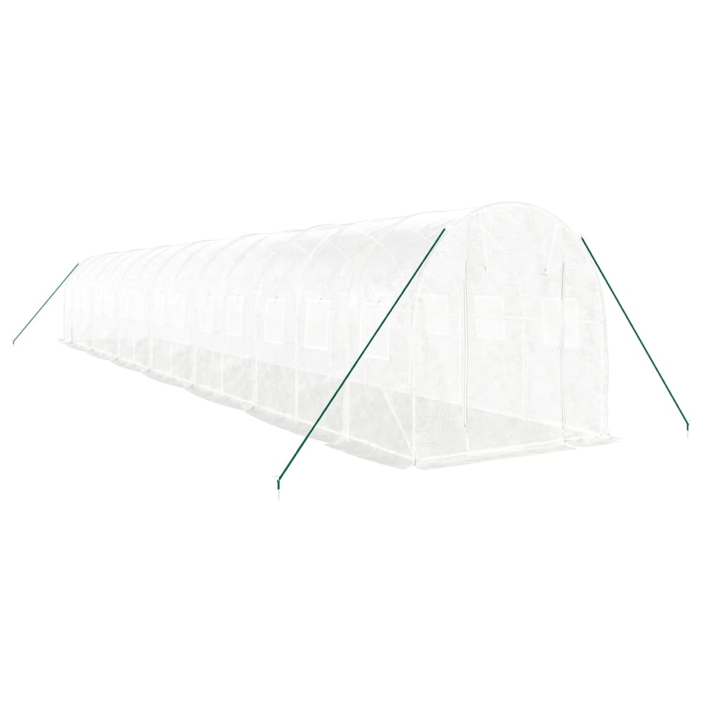 Gewächshaus mit Stahlrahmen Weiß 28 m² 14x2x2 m