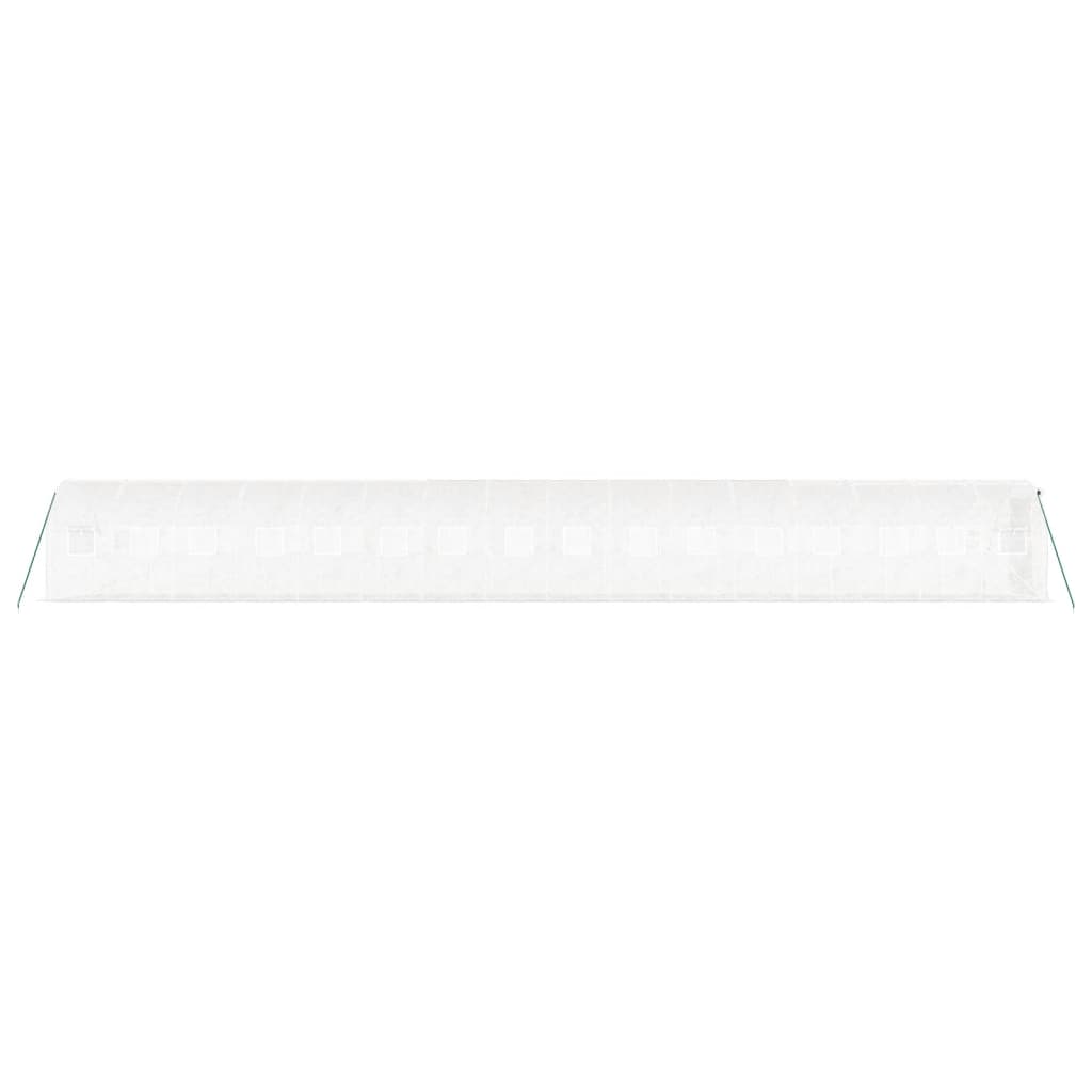 Gewächshaus mit Stahlrahmen Weiß 32 m² 16x2x2 m