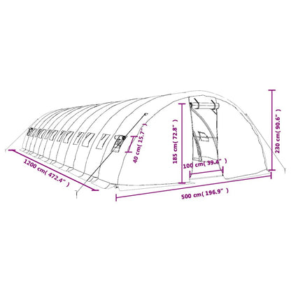 Gewächshaus mit Stahlrahmen Grün 60 m² 12x5x2,3 m