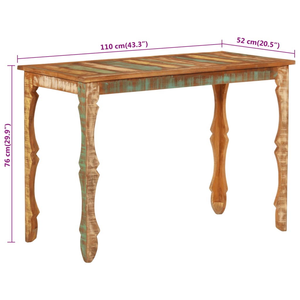 Table à manger 110x52x76 cm bois massif de récupération