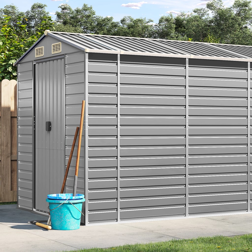 Gartenhaus Hellgrau 191 x 555 x 198 cm Verzinkter Stahl