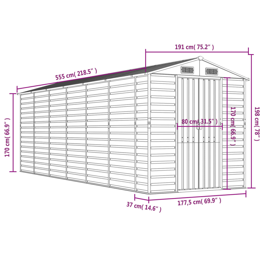 Gartenhaus Braun 191x555x198 cm Verzinkter Stahl