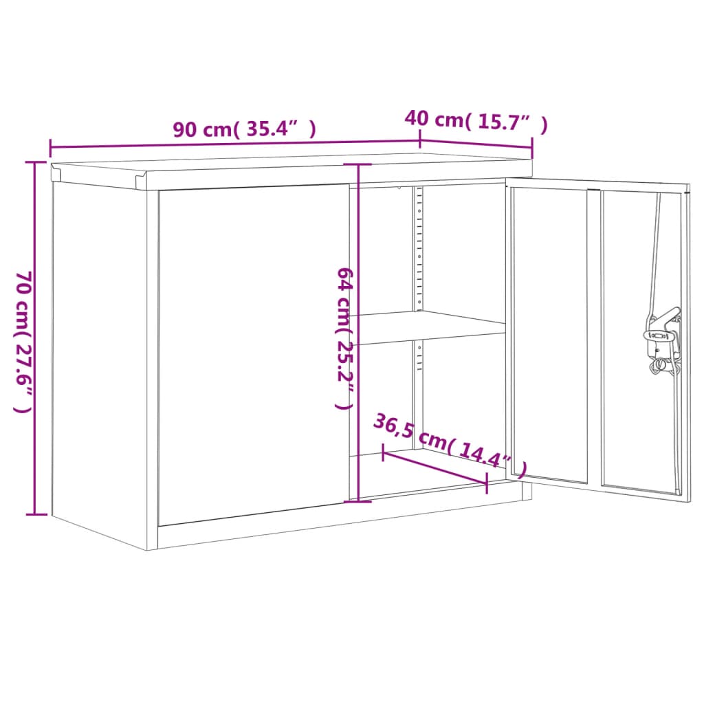 Aktenschrank Weiß 90x40x110 cm Stahl