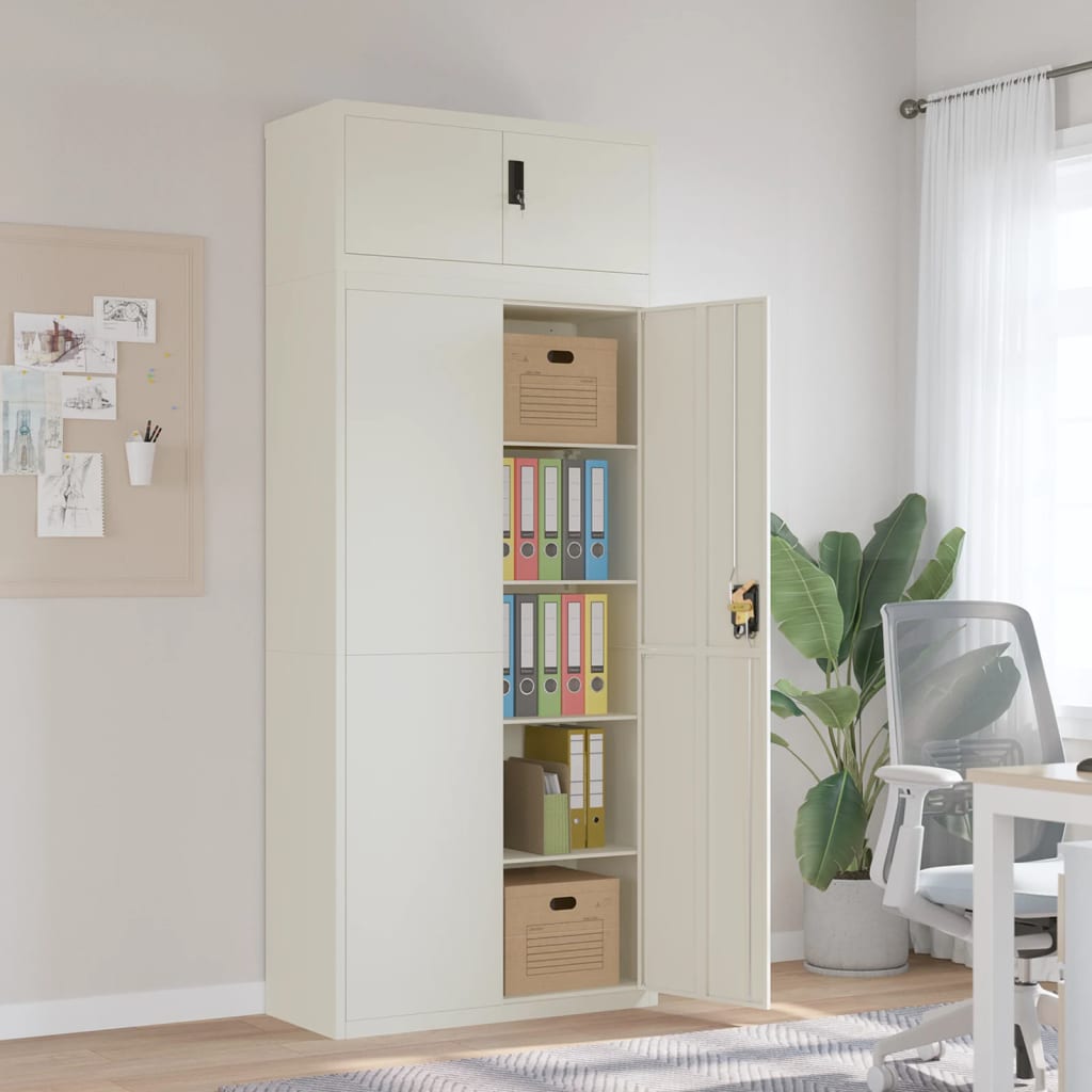 Aktenschrank Weiß 90x40x220 cm Stahl