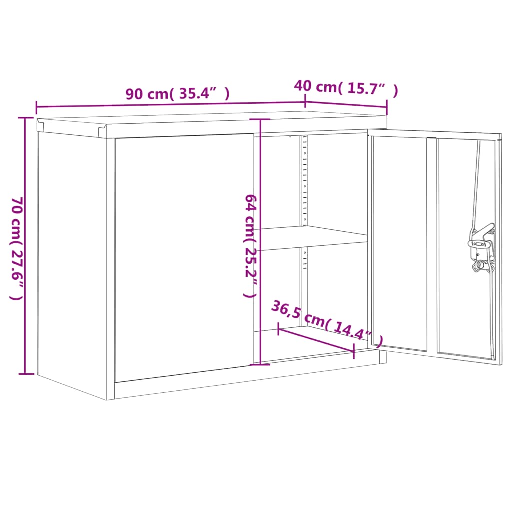 Aktenschrank Hellgrau 90x40x110 cm Stahl