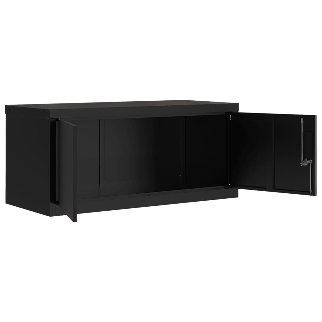 Aktenschrank Schwarz 90x40x130 cm Stahl