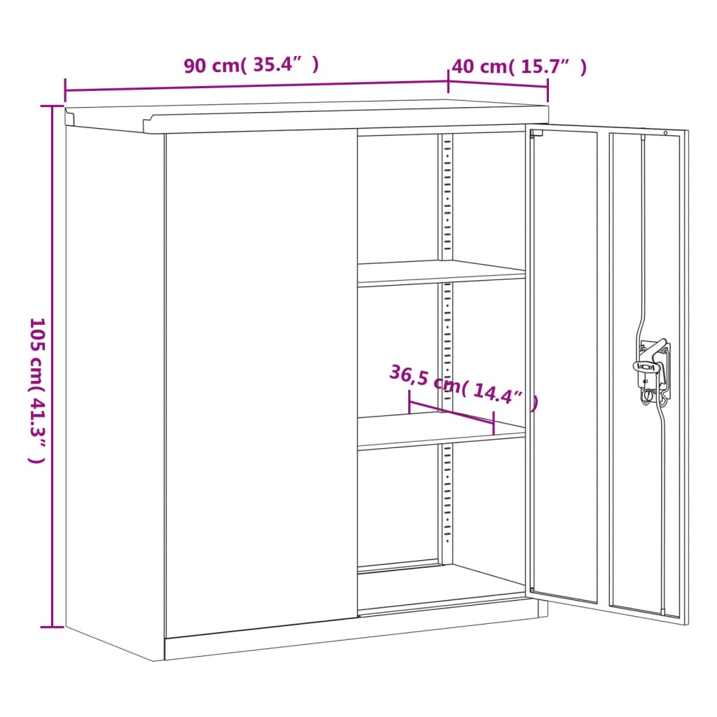 Aktenschrank Anthrazit 90x40x145 cm Stahl
