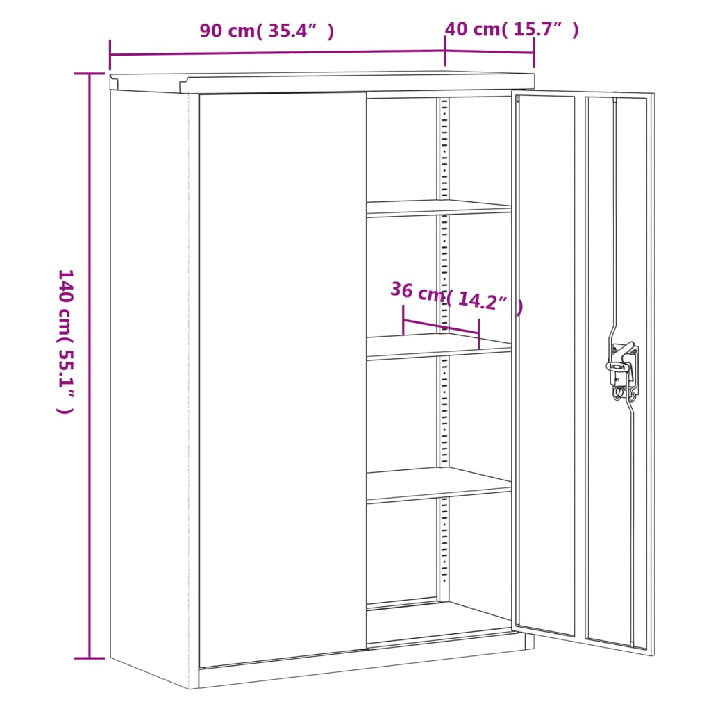 Aktenschrank Anthrazit 90x40x180 cm Stahl