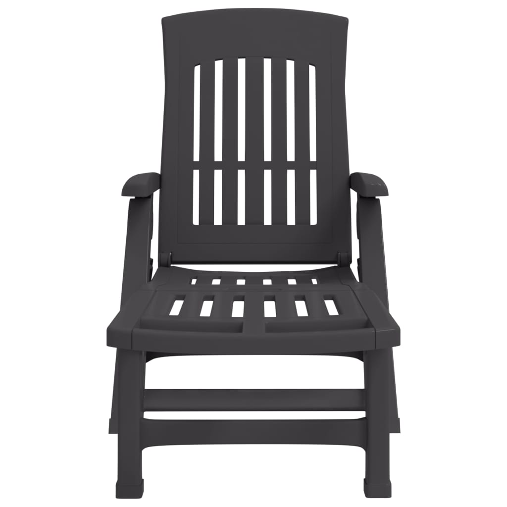 Chaise longue pliante à roulettes anthracite PP