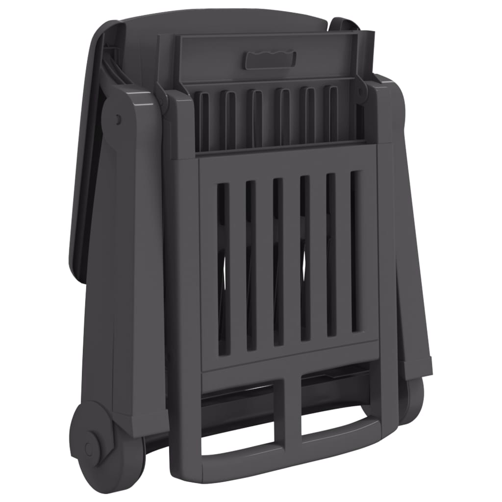 Chaise longue pliante à roulettes anthracite PP