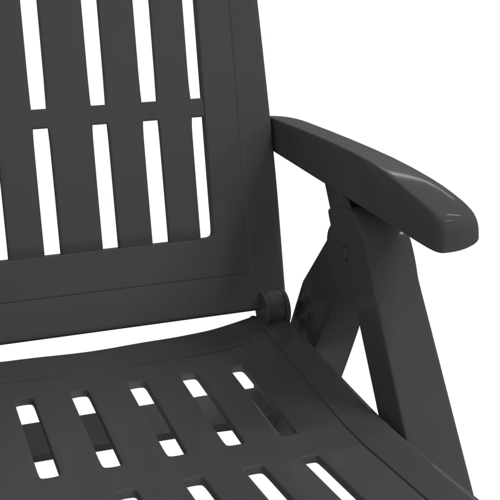 Chaise longue pliante à roulettes anthracite PP