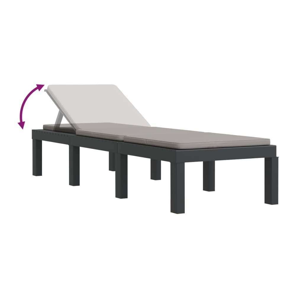 Bain de soleil avec coussin anthracite PP