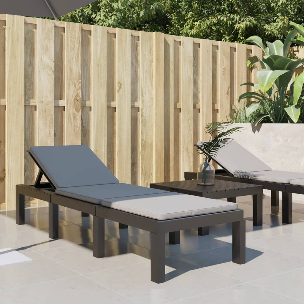 Bain de soleil avec coussin anthracite PP