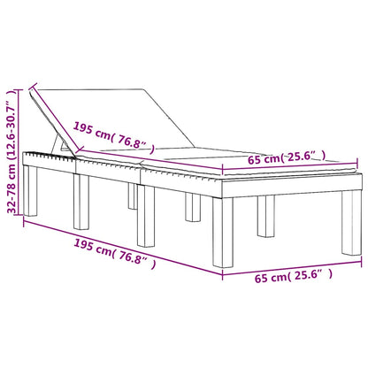 Sonnenliege mit Auflagen Weiß PP