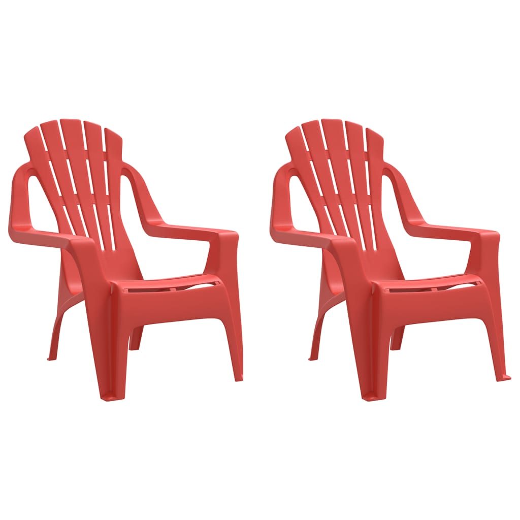 Chaises de jardin pour enfants 2 pièces rouge 37x34x44 cm PP aspect bois