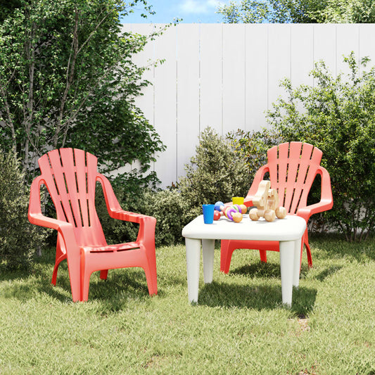 Chaises de jardin pour enfants 2 pièces rouge 37x34x44 cm PP aspect bois