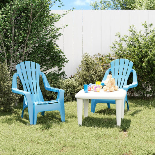 Chaises de jardin pour enfants 2 pièces Bleu 37x34x44 cm PP aspect bois.