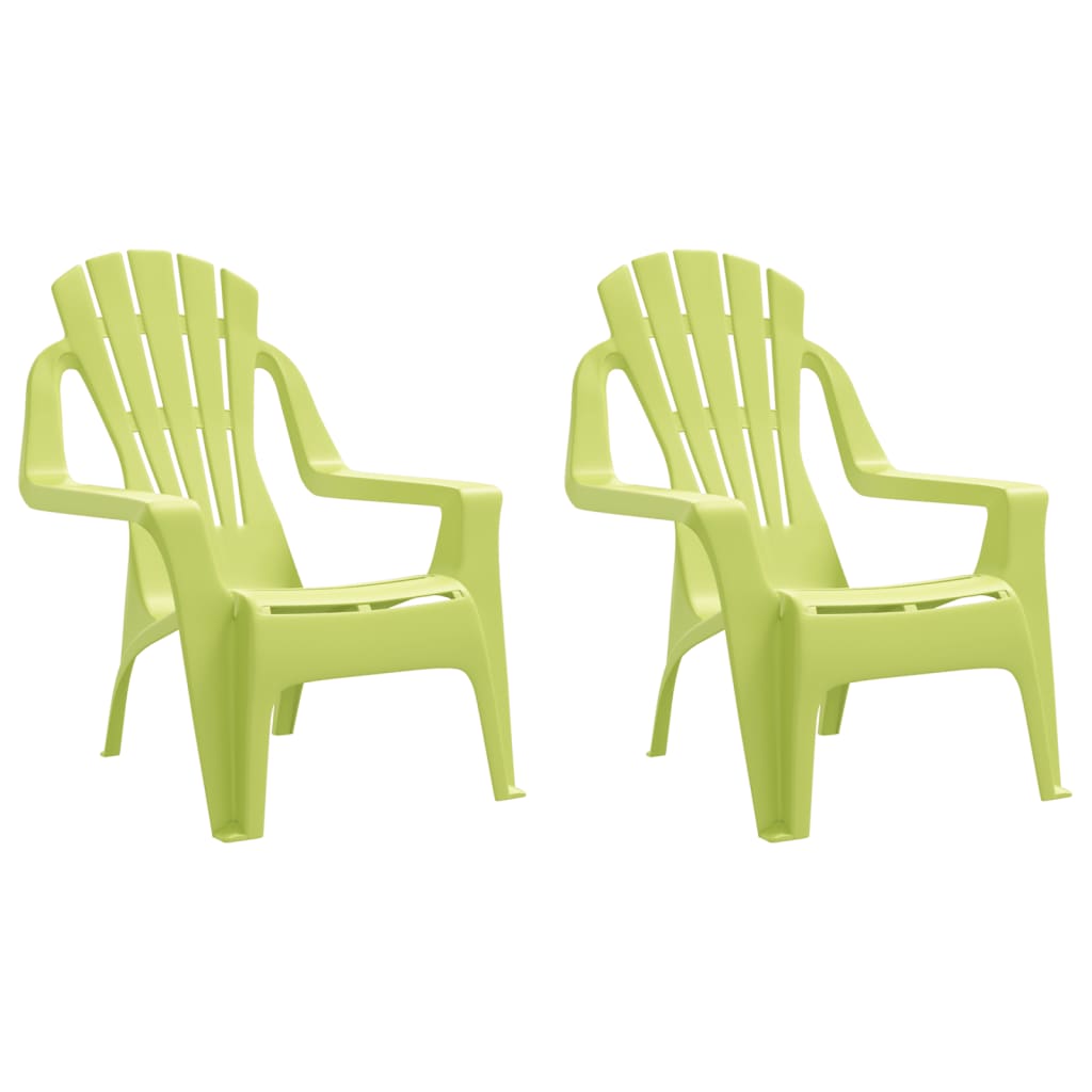 Chaises de jardin pour enfants 2 pièces. Vert 37x34x44 cm PP aspect bois.