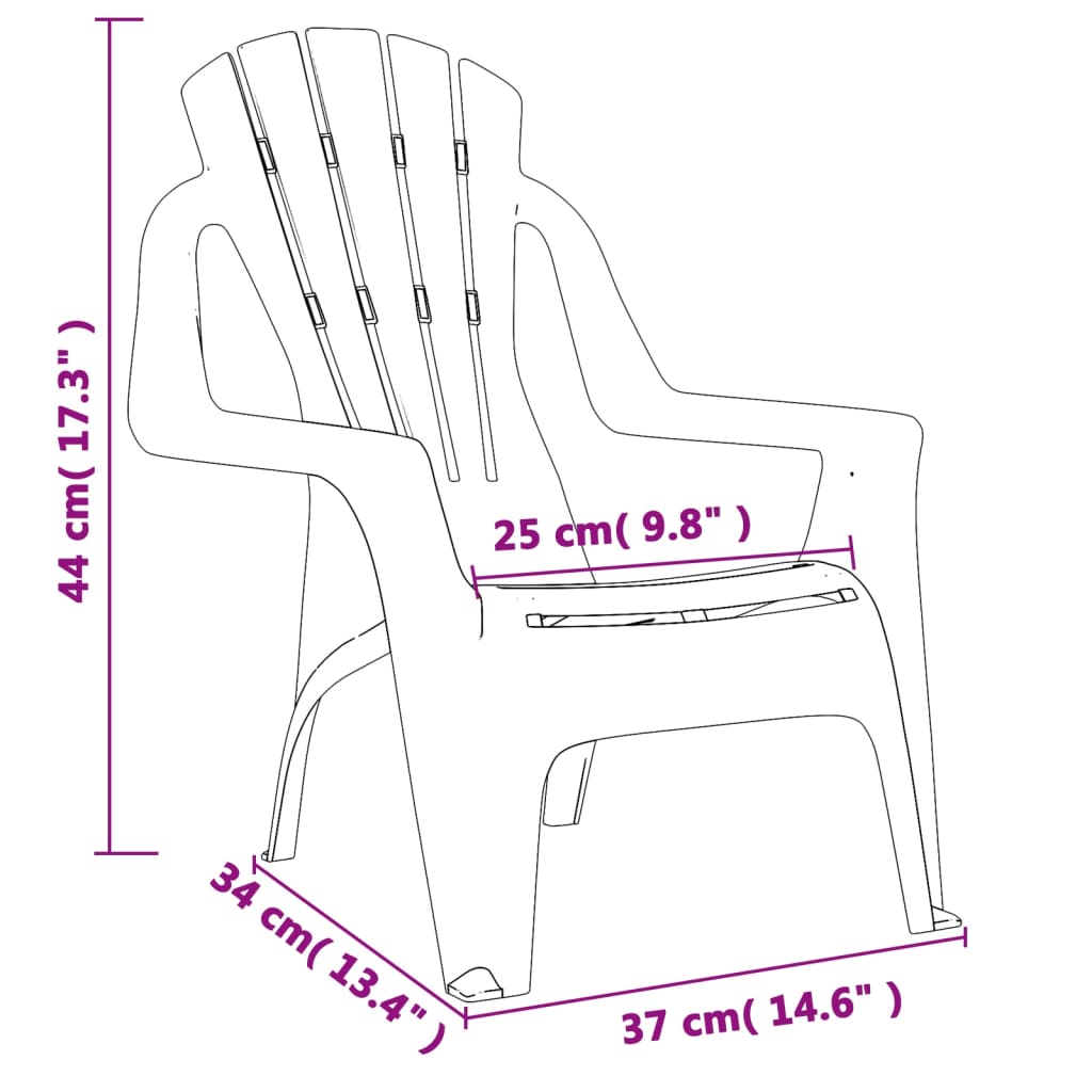 Chaises de jardin pour enfants 2 pièces. Vert 37x34x44 cm PP aspect bois.