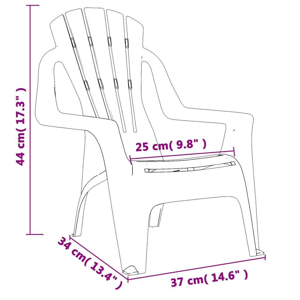 Chaises de jardin pour enfants 2 pièces. Vert 37x34x44 cm PP aspect bois.
