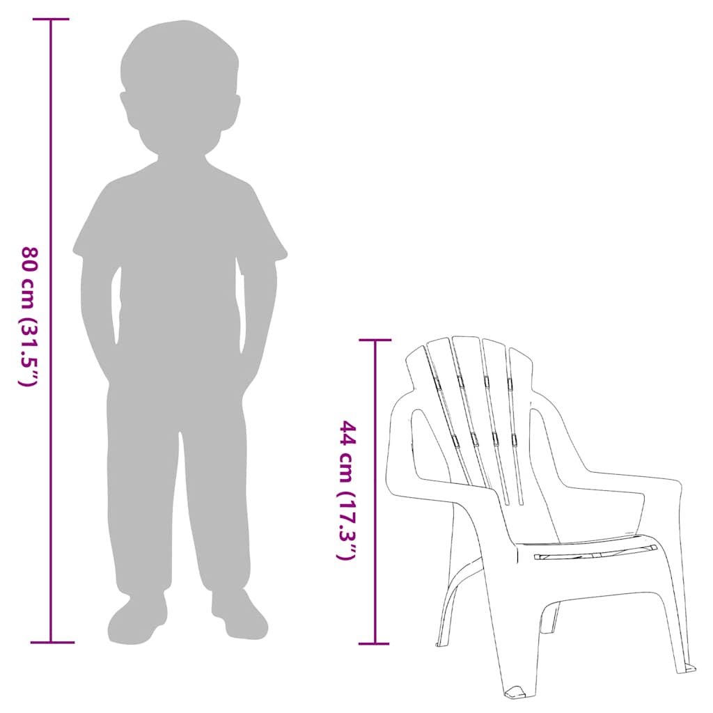 Chaises de jardin pour enfants 2 pièces. Vert 37x34x44 cm PP aspect bois.