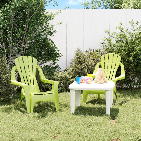 Chaises de jardin pour enfants 2 pièces. Vert 37x34x44 cm PP aspect bois.