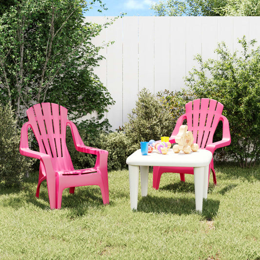 Chaises de jardin pour enfants 2 pièces rose 37x34x44 cm PP aspect bois